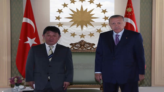 Cumhurbaşkanı Erdoğan, Japonya Dışişleri Bakanı Motegi’yi kabul etti