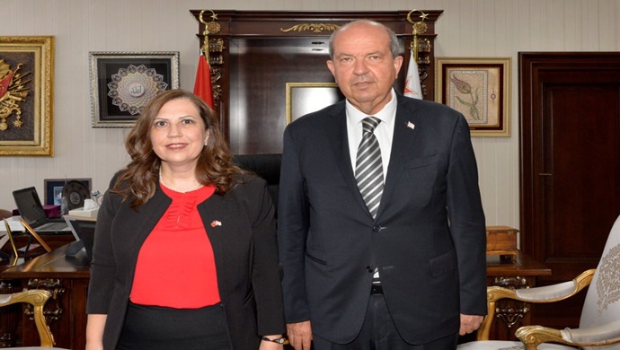 Cumhurbaşkanı Ersin Tatar, KKTC İzmir Başkonsolosu olarak atanan Ayşen Volkan İnanıroğlu’nu kabul ederek görüştü