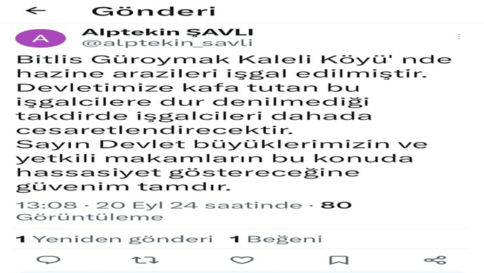 ALPTEKİN ŞAVLI `DAN BAKAN MURAT KURUM `A ÇAĞRI